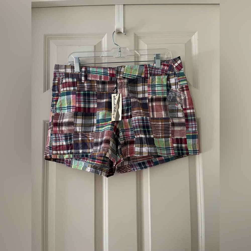 NWT Telluride Preppy Plaid Patch patchwork 100% cotton shorts SZ 10 mixed print